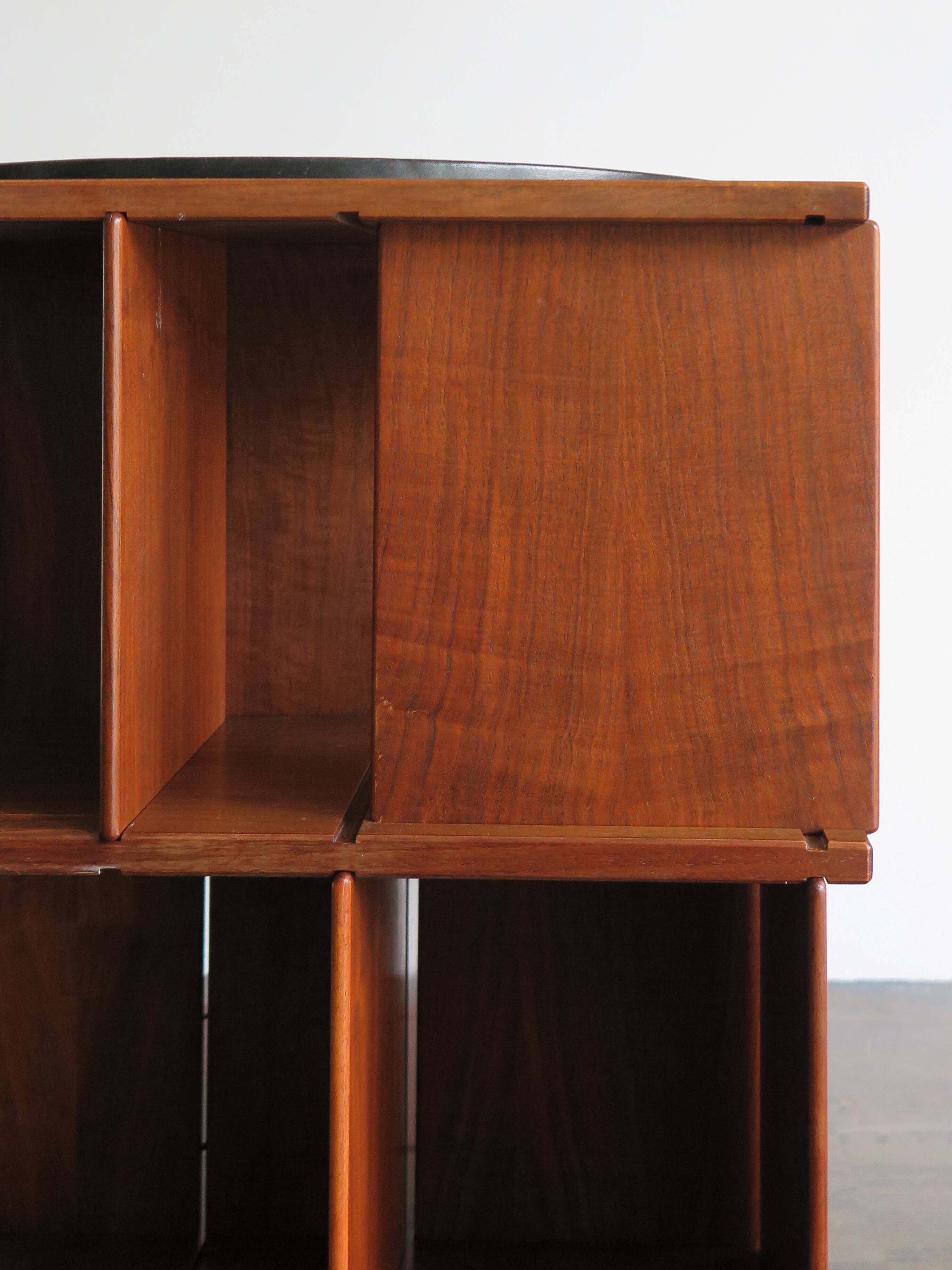 Gianfranco Frattini for Bernini italian wood leather swivel bookcase 1960s