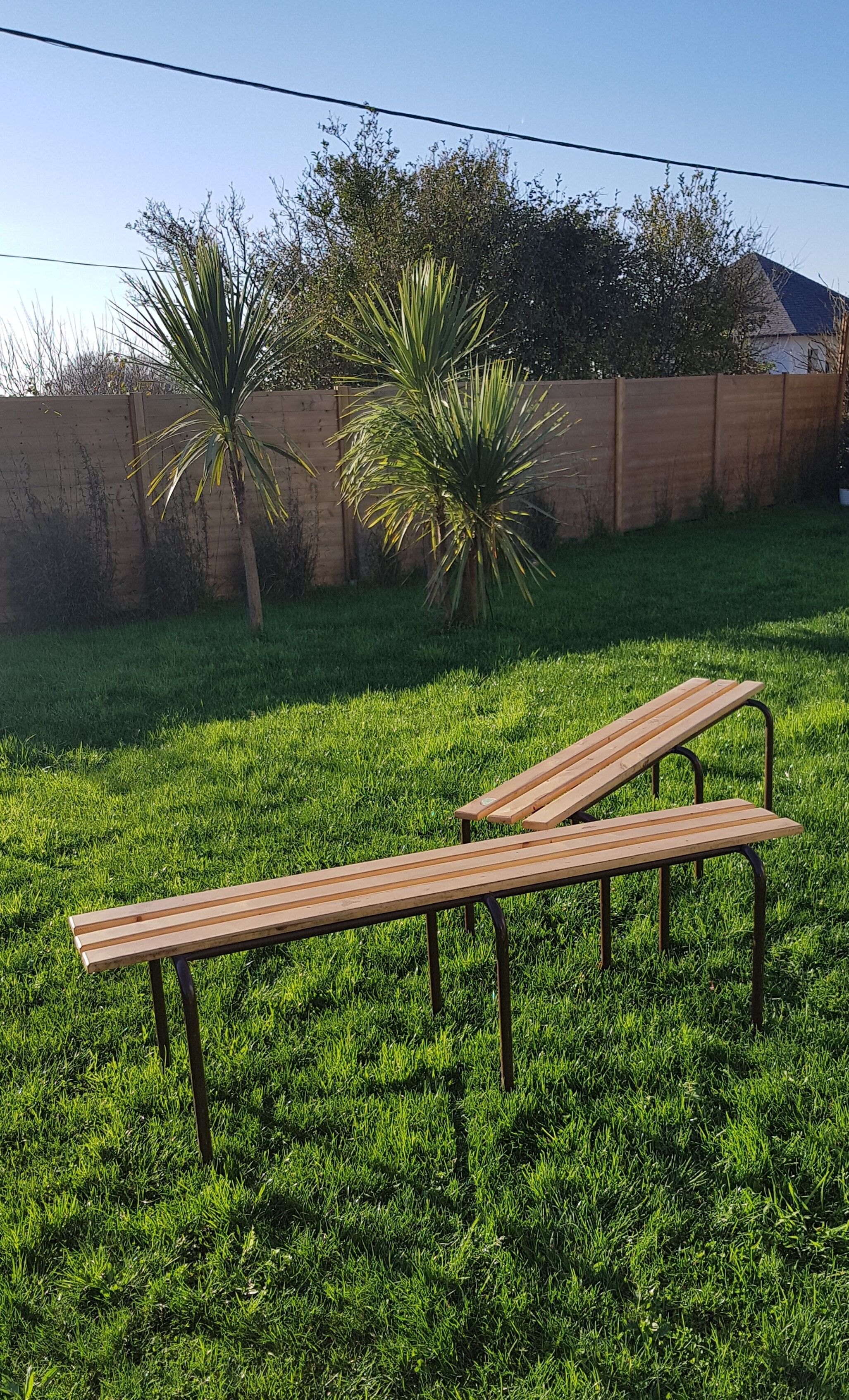 Pair of benches of school children