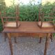 Wooden bistro table, two chairs