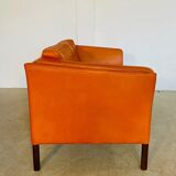 Canapé vintage rétro danois Mogens Hansen pour 2 personnes en cuir cognac