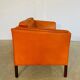 Vintage retro Danish Mogens Hansen 2 person cognac leather sofa