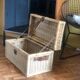 Rattan and leather trunk