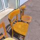 Set of 6 mismatched vintage wooden bistro chairs