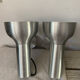 Pair of brushed metal wall sconces