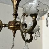 Small gilded bronze chandelier and pendants