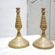 Pair of vintage candle holders in golden brass