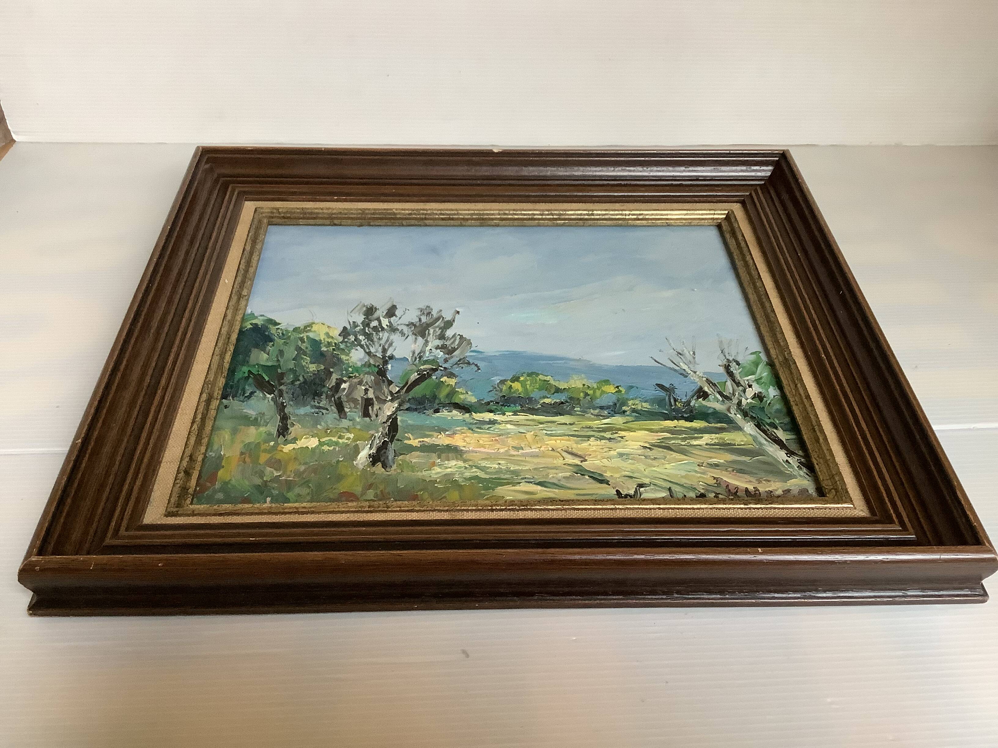 Oil painting on panel landscape