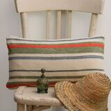 Striped linen cushion