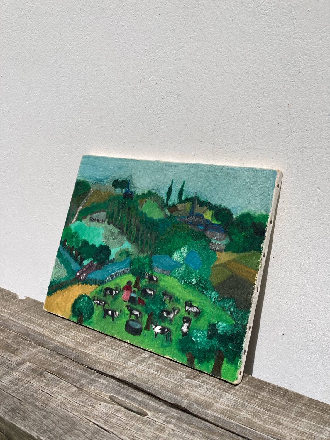 Tableau, huile sur toile paysage naïf