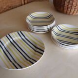 Set of 10 hollow plates and 1 striped dish mills of wolves