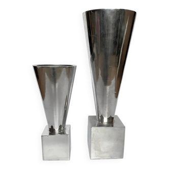 Pair of vintage 1970s modernist design vases