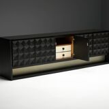 Brutalist Sideboard by De Coene in Stained Oak, Belgium, 1970s