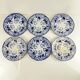 Set of 6 dessert plates in ironstone "Flora" – Creil et Montereau, 19th century, blue