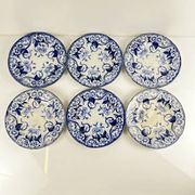 Set of 6 dessert plates in ironstone "Flora" – Creil et Montereau, 19th century, blue