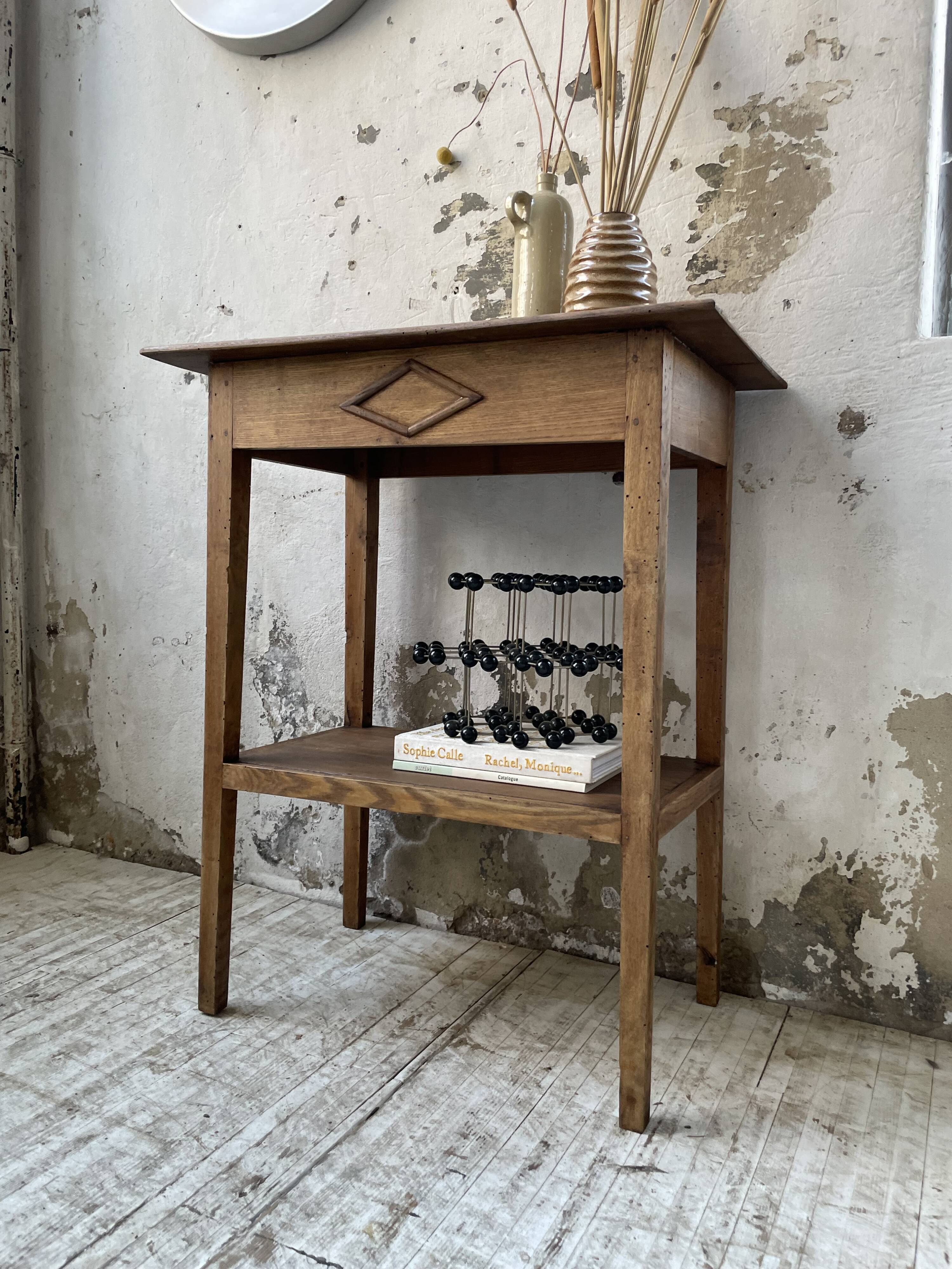 Oak spindle leg console table