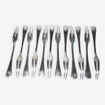 Christofle américa set of 12 snail forks - shellfish in silver metal art deco