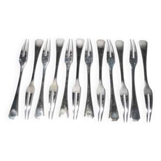 Christofle américa set of 12 snail forks - shellfish in silver metal art deco