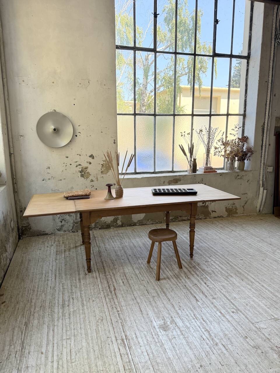 Table de ferme noyer à rallonges 150-250cm