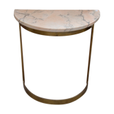 Console demi lune en marbre et laiton années 50