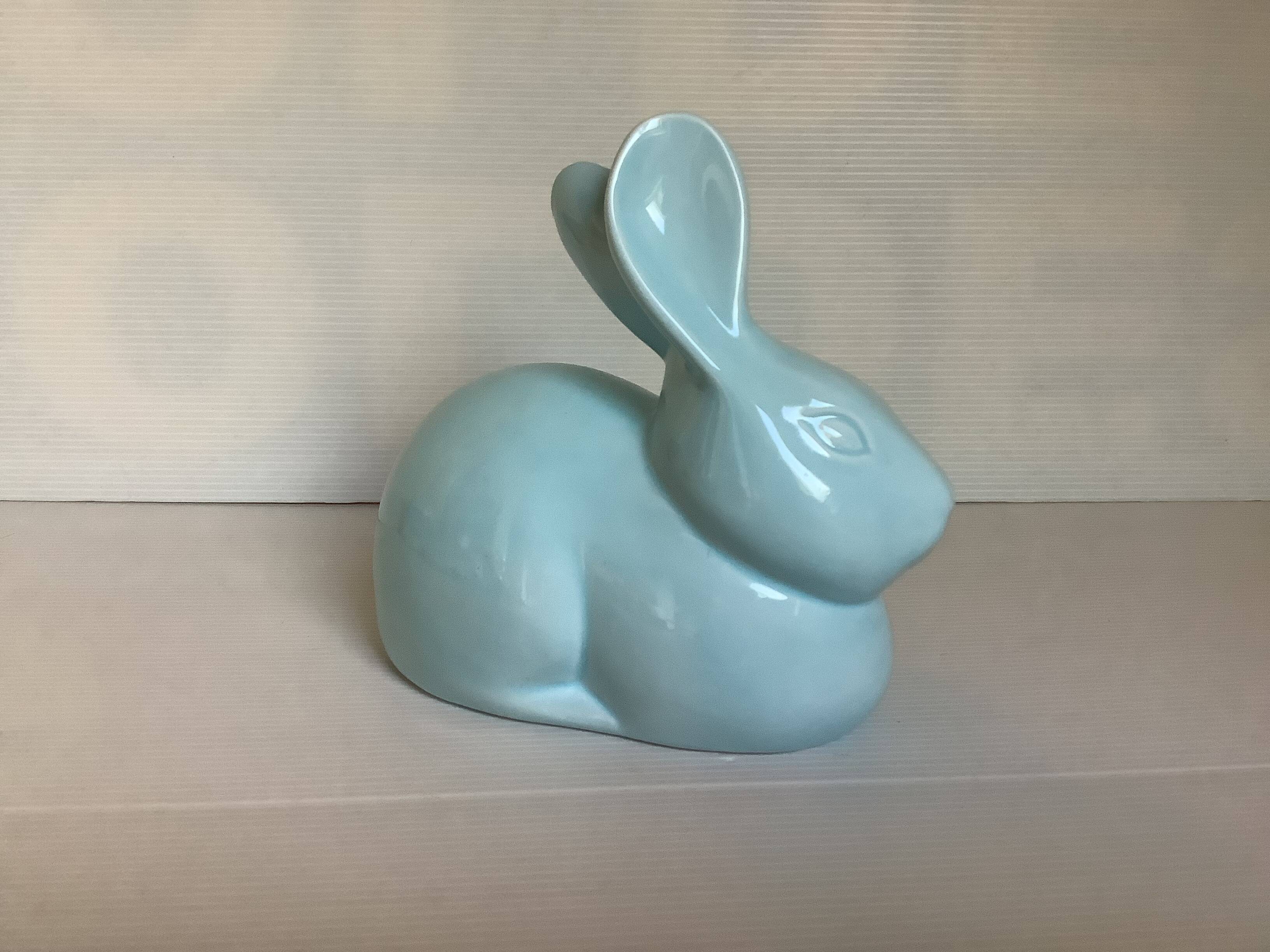 Blue earthenware cotton rabbit
