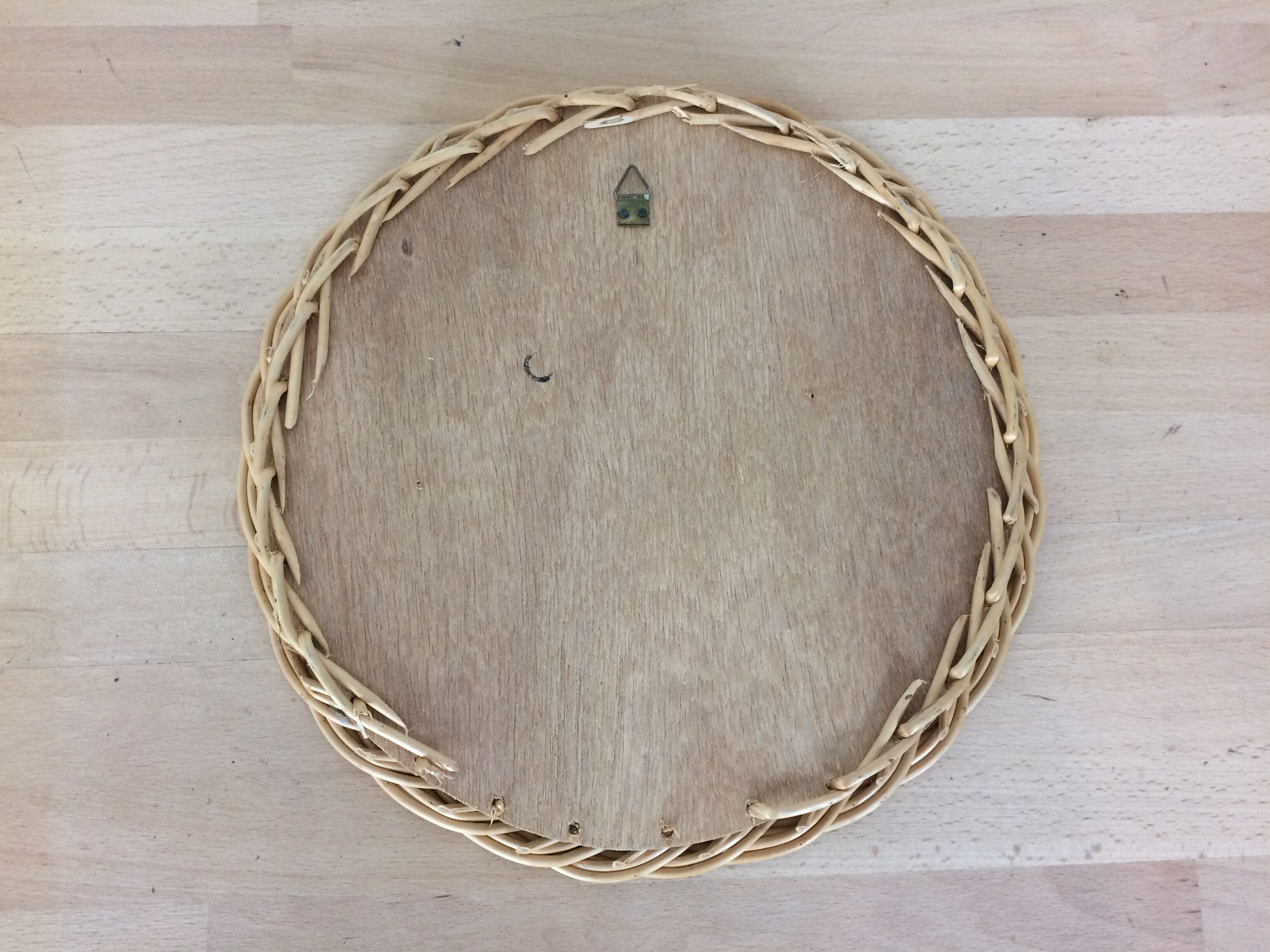 Woven rattan log mirror 30 cm