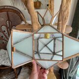 Vintage frosted glass and brass star pendant light