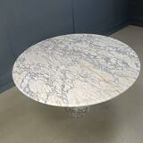 Vintage round marble dining table 1970s