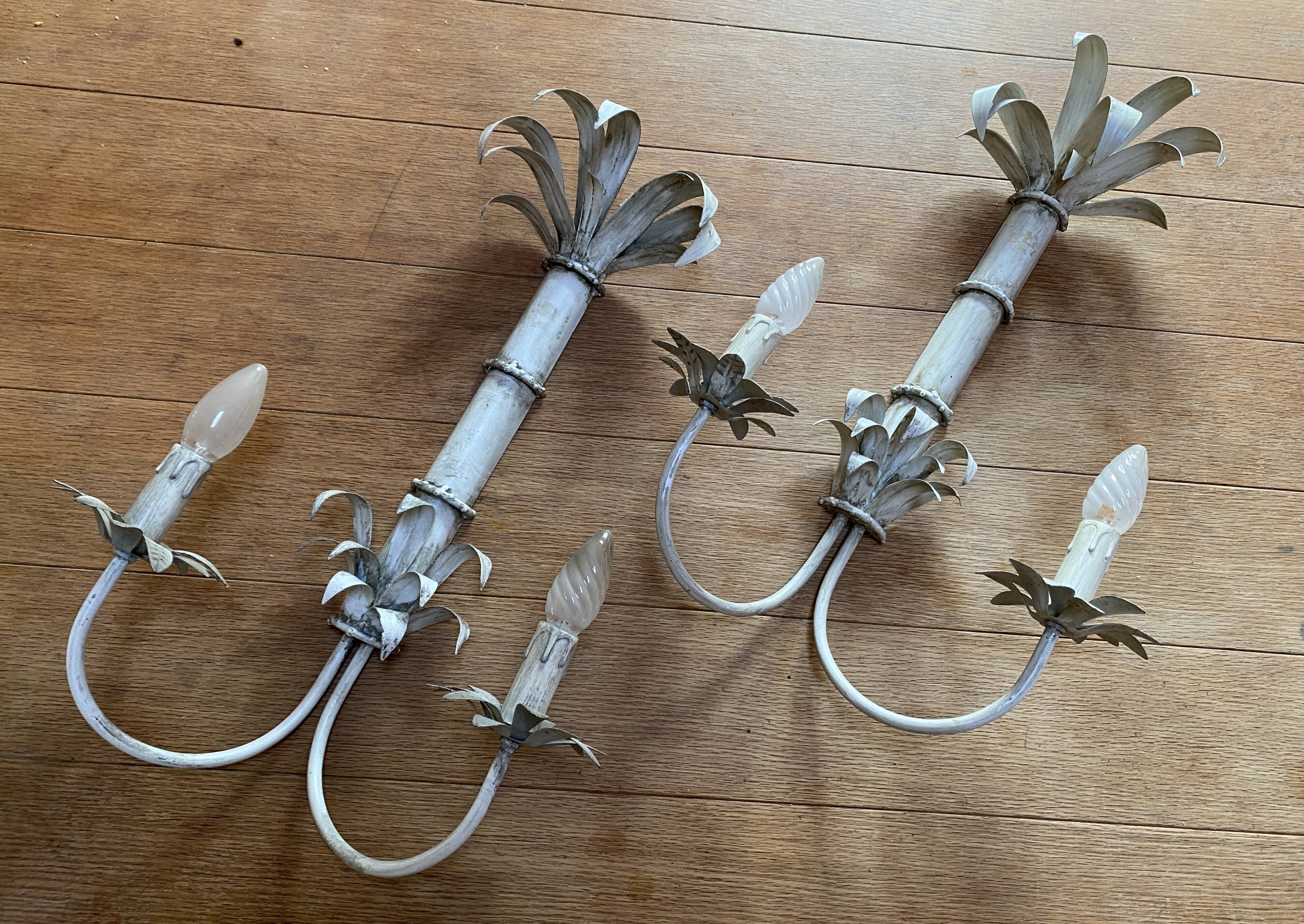 Pair of Vintage Lacquered Sheet Metal Wall Lights -