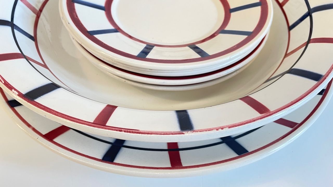 Set of 7 ceramic dishes hbcm béarn france