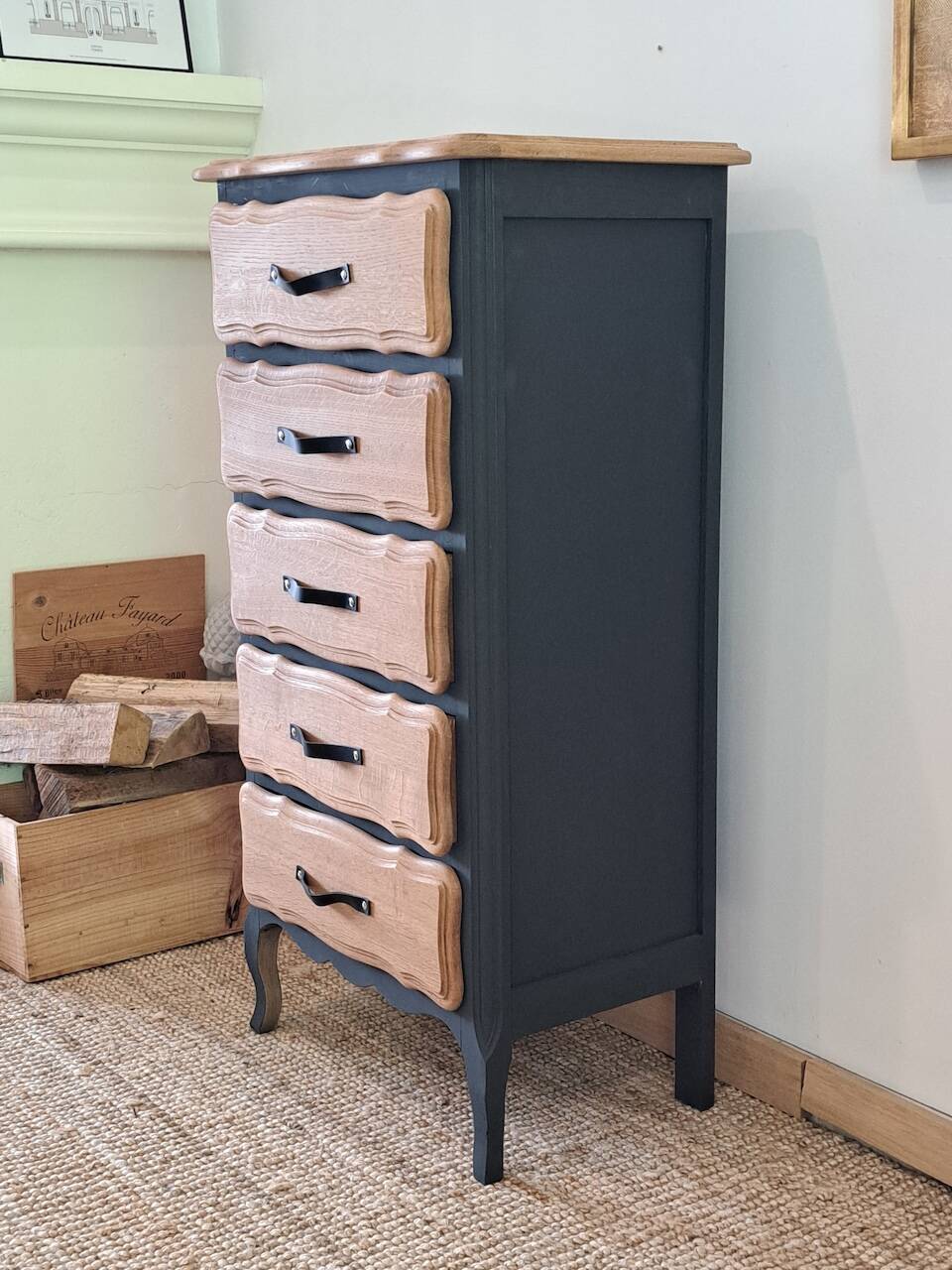 Vintage oak chiffonier