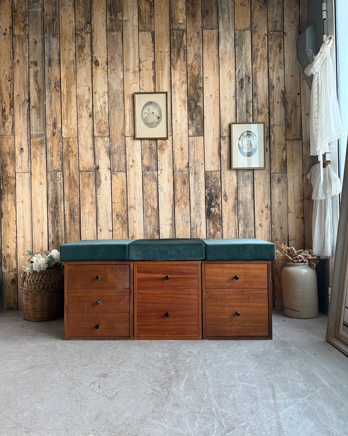 Trio of vintage chests of drawers