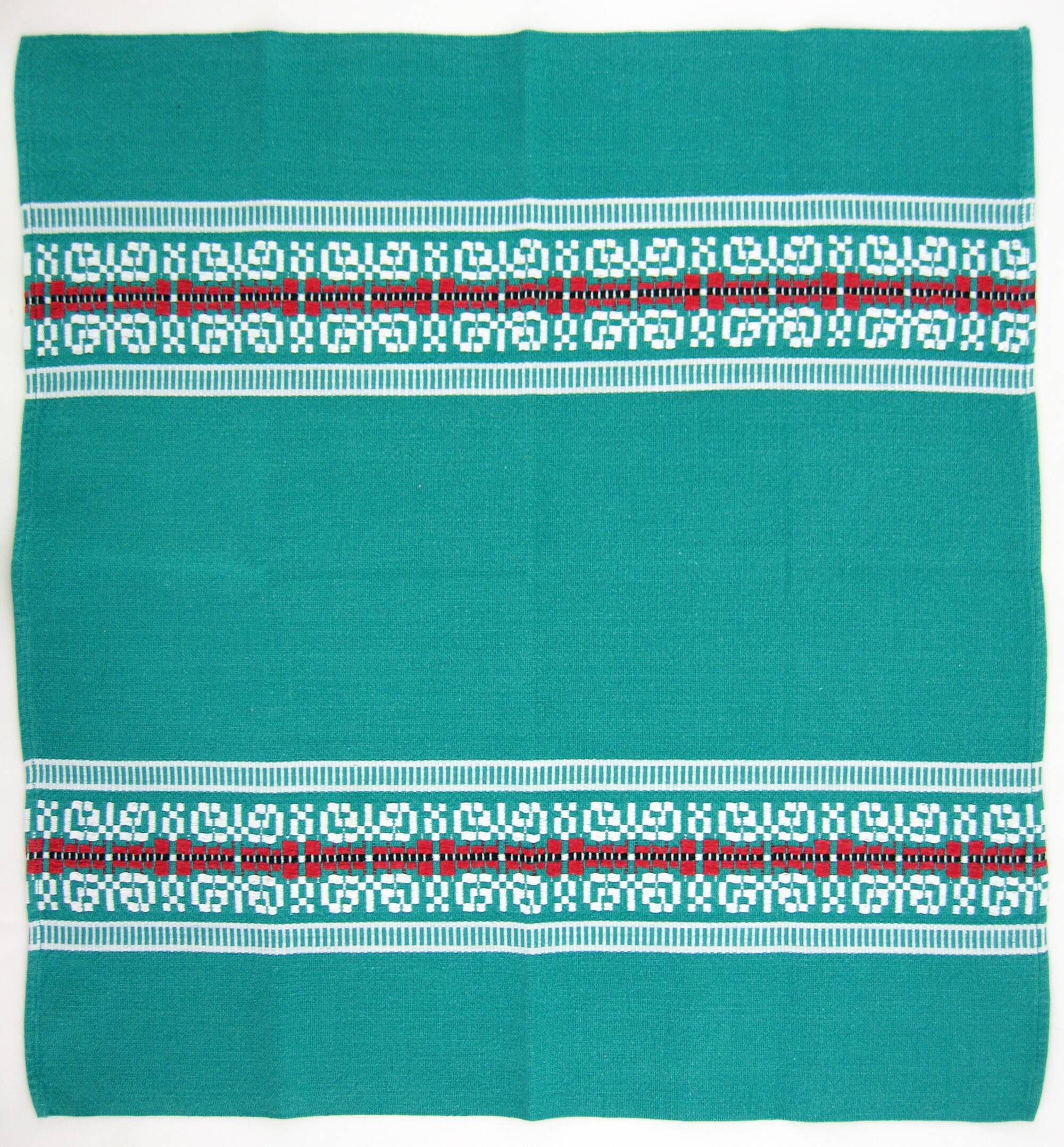 7 green cotton napkins - Basque Country France - vintage 60s