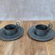 Tin lot – teapot, milk jug & duo of cups/saucers