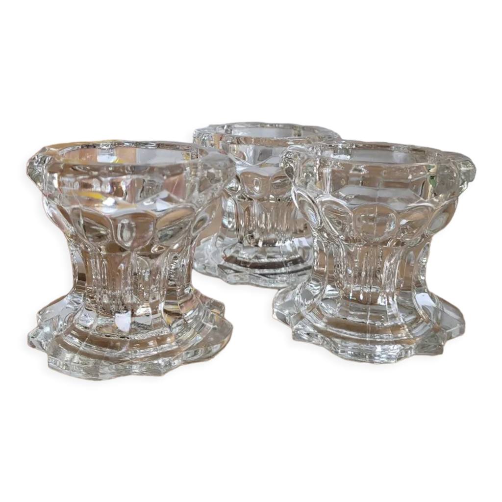 PAIRE DE BOUGEOIRS EN CRISTAL DU DÉBUT DU 20ème SIÈCLE