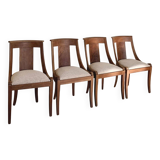 Set of 4 wooden gondola chairs, beige fabric
