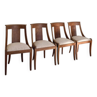 Set of 4 wooden gondola chairs, beige fabric