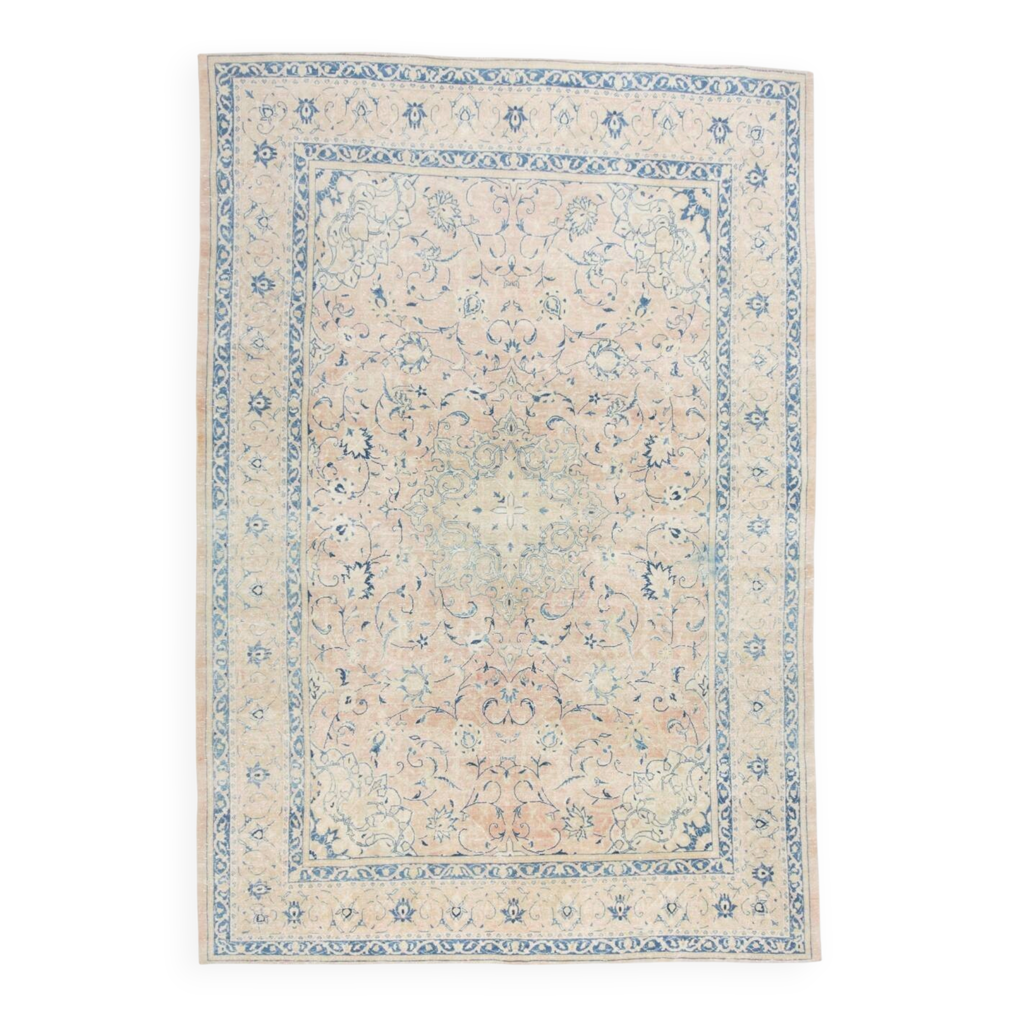 12x15 Soft Beige & Blue Classic Vintage Persian Rug, 274x397 Cm