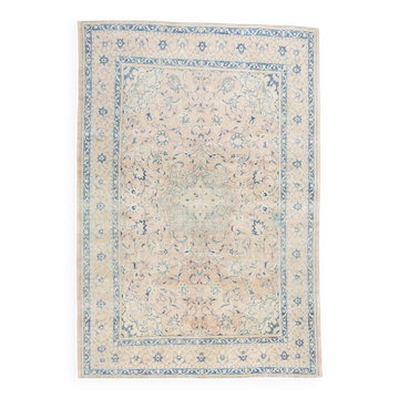 Tapis persan vintage classique doux beige et bleu 12x15, 274x397 cm