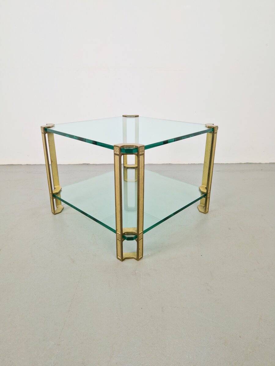 T24 Coffee Table in Brass with Double Glass Tops by Peter Ghyczy, 1970s