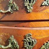 Louis xv style marble top marquetry chest of drawers