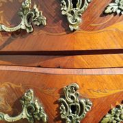 Louis xv style marble top marquetry chest of drawers