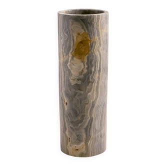 Vase cylindrique en onyx bleu