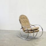 Chrome rocking chair with the original fabric