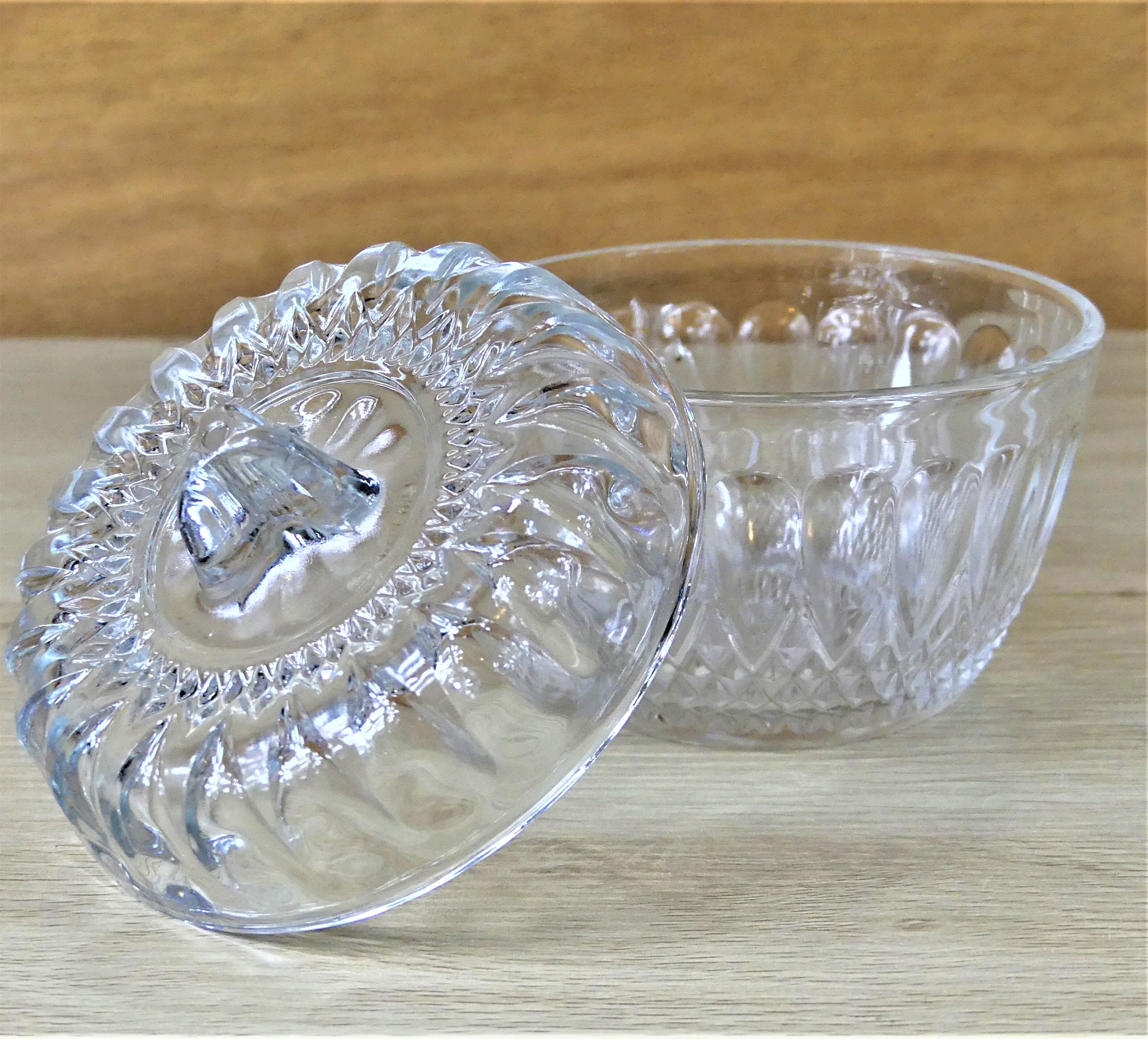 50s sugar bowl in cut glass - Vintage sugar bowl