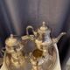 Antique 4-piece tea service silver metal louis xv style godron decor