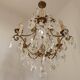 French Art Nouveau chandelier with 6 lights in bronze and crystal Acanthus 5552