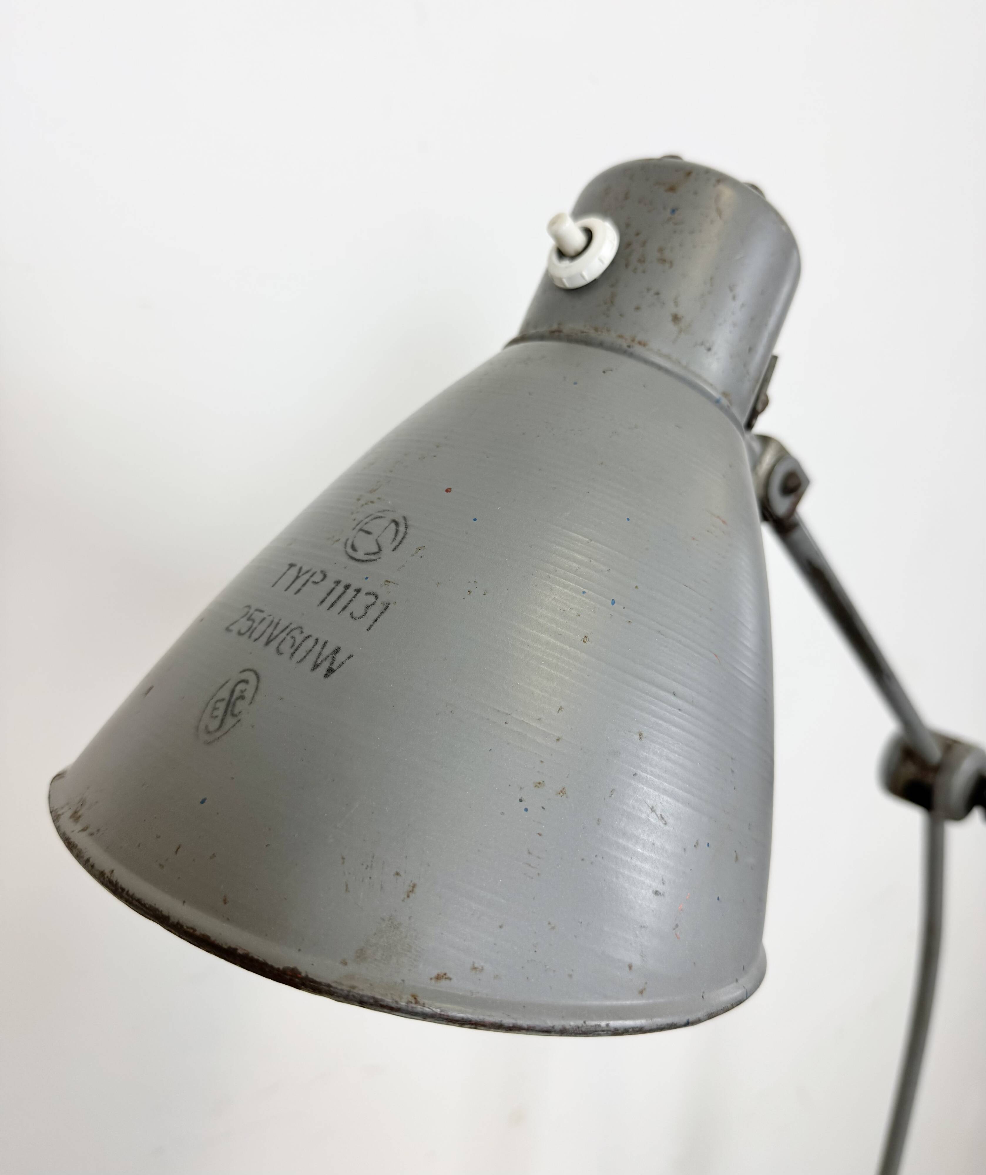 Large Grey Industrial Workshop Table Lamp, 1960s