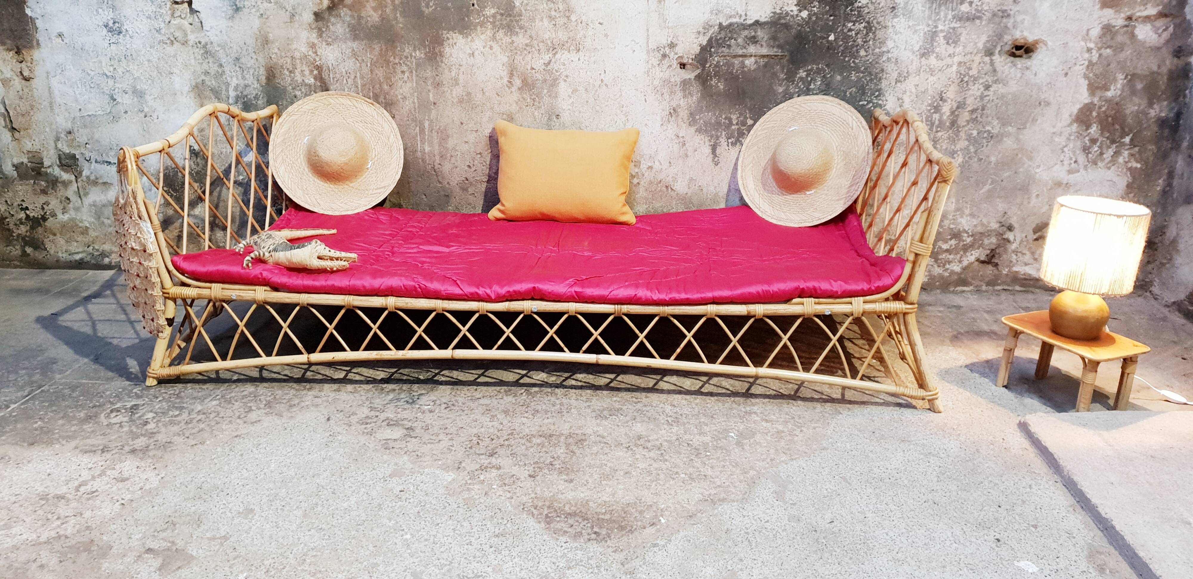 Vintage rattan bed