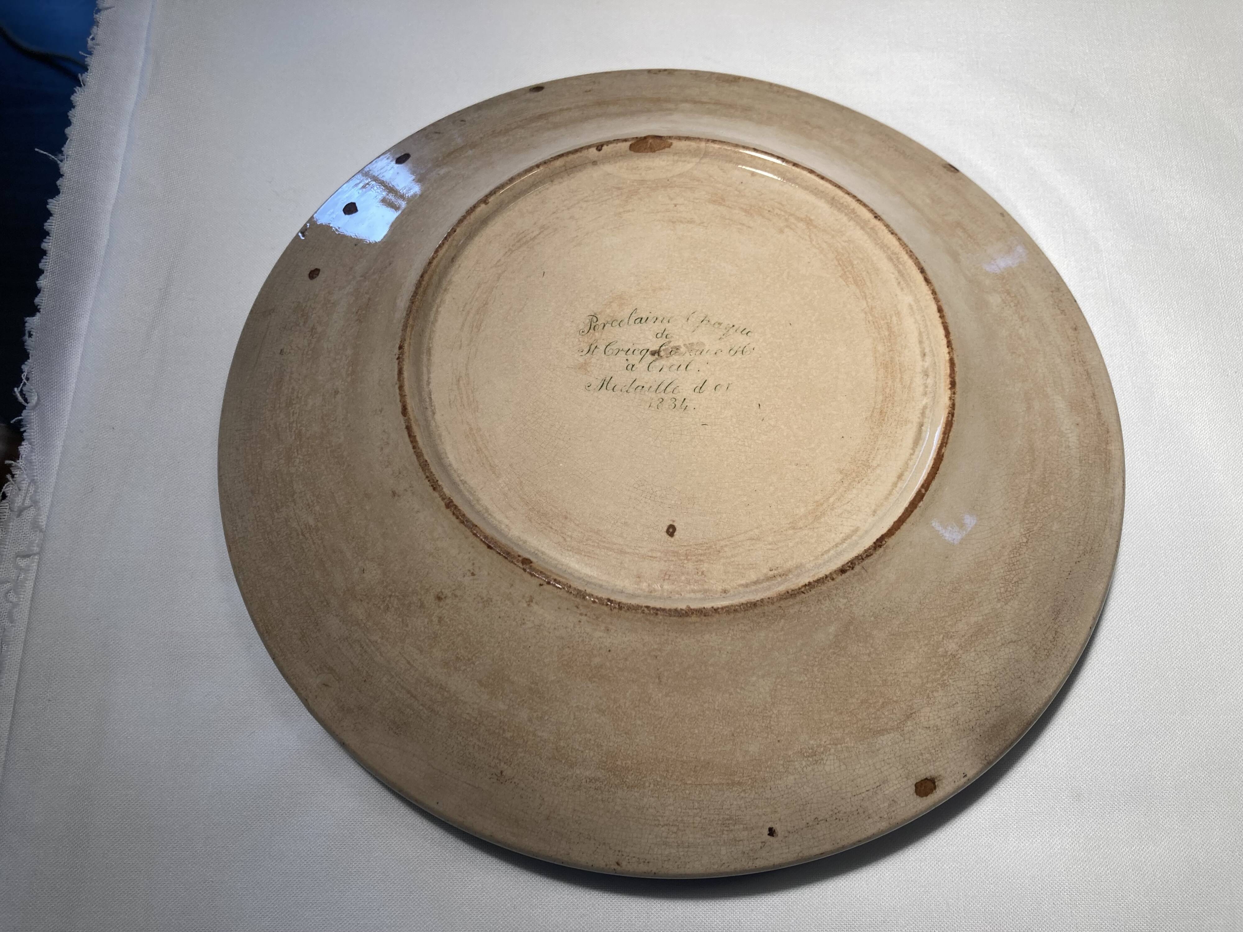 Assiette Faïence Creil Le chien de l’aveugle St Cricq Cassaux 1834