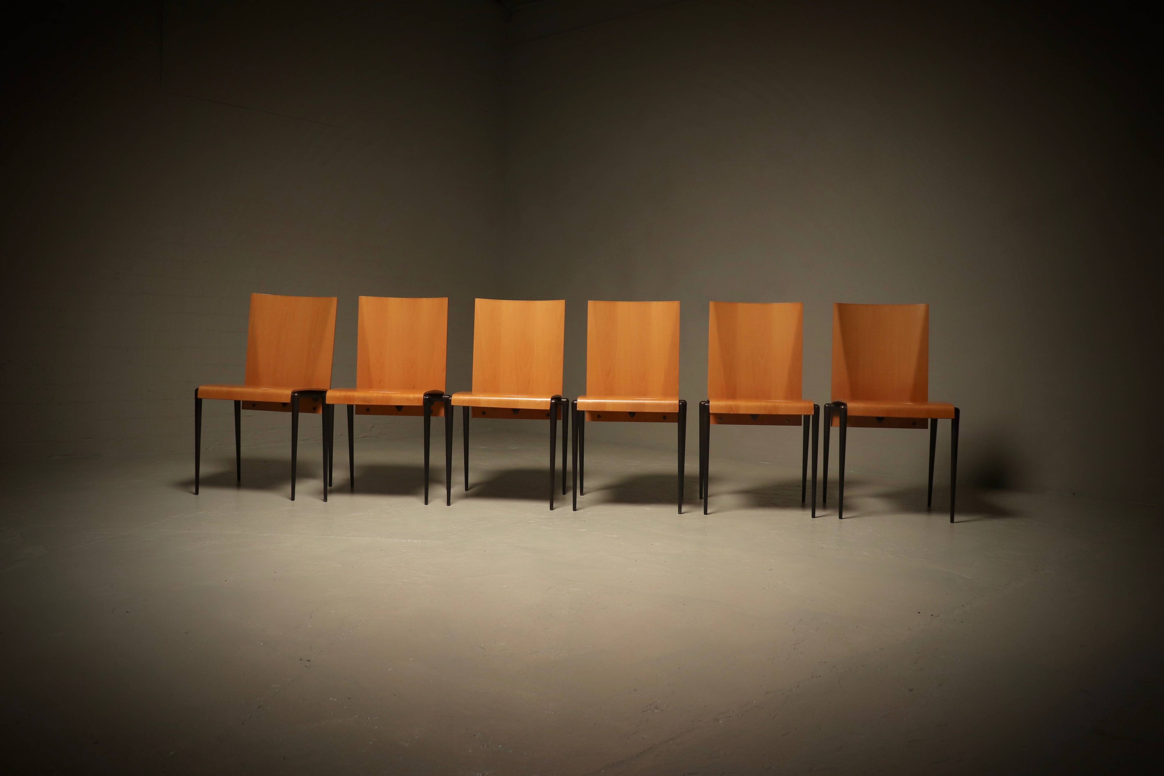 Set of 6 Post Modern Dining Chairs by Cidue Italy 1990s